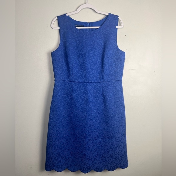 Talbots Dresses & Skirts - RSVP By Talbots Scalloped Jacquard Dress 10 Royal Blue Wedding Guest Party